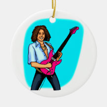 Guitar player, dark skinned, playing electric ornaments