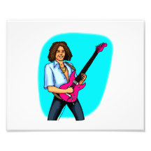 Guitar player, dark skinned, playing electric photo print