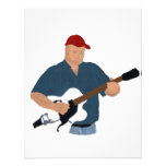 Guitar Player Painting Semi Hollow Red Hat Blue Sh Custom Announcement