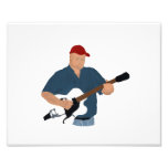 Guitar Player Painting Semi Hollow Red Hat Blue Sh Photo Print
