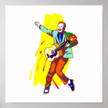 Guitar Player Rockabilly Graphic Image Design Poster
