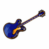 Guitar Semi Hollow Simple Blue Graphic Photo Cut Out