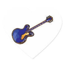 Guitar Semi Hollow Simple Blue Graphic Heart Sticker
