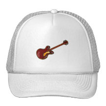 Guitar Semi Hollow Simple Burgundy Graphic Mesh Hat