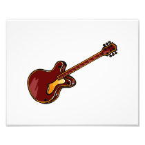 Guitar Semi Hollow Simple Burgundy Graphic Photo