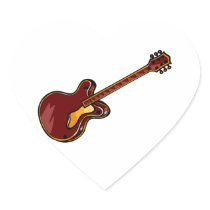 Guitar Semi Hollow Simple Burgundy Graphic Sticker
