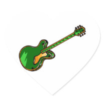 Guitar Semi Hollow Simple green Graphic Heart Stickers