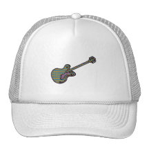 Guitar Semi Hollow Simple Psychadelic Graphic Trucker Hat