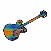 Guitar Semi Hollow Simple Psychadelic Graphic Cut Outs