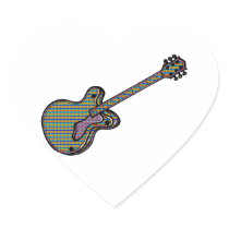 Guitar Semi Hollow Simple Psychadelic Graphic Heart Stickers