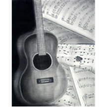 Guitar & Sheet Music Photo Sculpture