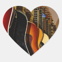 Guitar Shop Heart Stickers