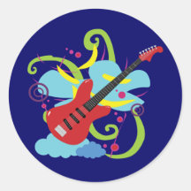 Guitar Solo Dream Round Sticker