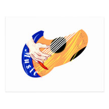 Guitar with Hand and Word "Music" graphic Postcard