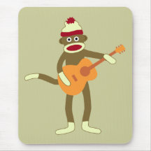 Guitare acoustique de singe de chaussette tapis de souris