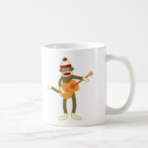 Guitare acoustique de singe de chaussette mugs à café