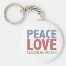 Guitare classique d'amour de paix porte-clés