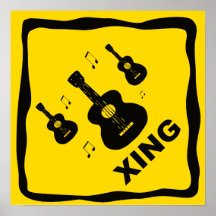 Guitare croisant le poteau de signalisation de Xin Posters