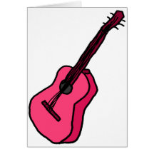 Guitare dans roses vifs carte de vœux
