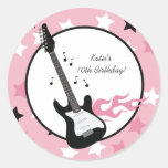 GUITARE ROSE 3" de VEDETTE DU ROCK autocollants de