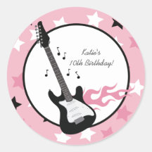 GUITARE ROSE 3" de VEDETTE DU ROCK autocollants de