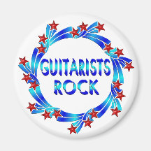 Guitarists Rock Red Stars Magnets