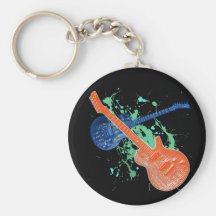 GUITARS AND PAINT SPLATTER KEY CHAINS