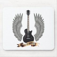 Guitars and wings black mousepads