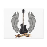 Guitars and wings black postcards