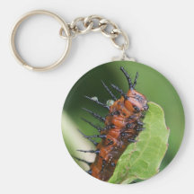 Gulf Fritillary Butterfly Caterpillar Keychain