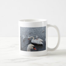 Gull on a Swans back Coffee Mugs