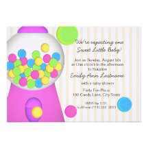 Gumball Baby Shower Invites