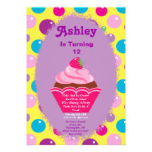 Gumball Cupcake Invitation