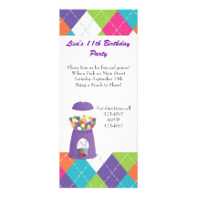 Gumball Machine and Hearts Personalized Invitations