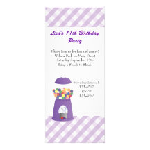 Gumball Machine and Hearts Personalized Invite