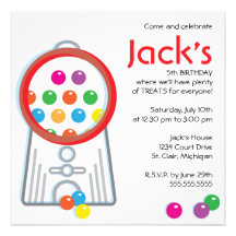 Gumball Machine Birthday Party Invitation