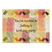 gummy bear chevron personalized invitation