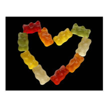 gummy heart post card