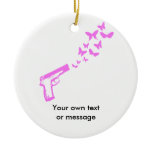 Gun Butterflies Pink Christmas Tree Ornament