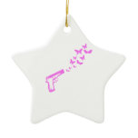 Gun Butterflies Pink Christmas Ornament