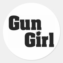 Gun Girl Round Sticker