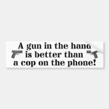 gun in the hand bumper stickers