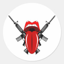 Guns and Tongue Round Sticker