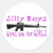GUNS ARE FOR GIRLS ROUND STICKERS
