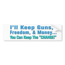 Guns, Freedom, and Money Anti Obama Bumper Sticker