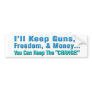 Guns, Freedom, and Money Anti Obama Bumper Sticker