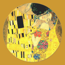 Gustav Klimt - le baiser Stiker rond autocollants
