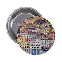 Gustav Klimt - Malcesine at Lake Garda Pinback Buttons