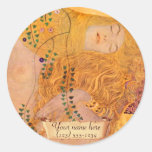 Gustav Klimt The Hydra...(Mermaid) Bookplate Round Stickers