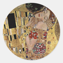 Gustav Klimt's The Kiss Detail (circa 1908) Round Stickers